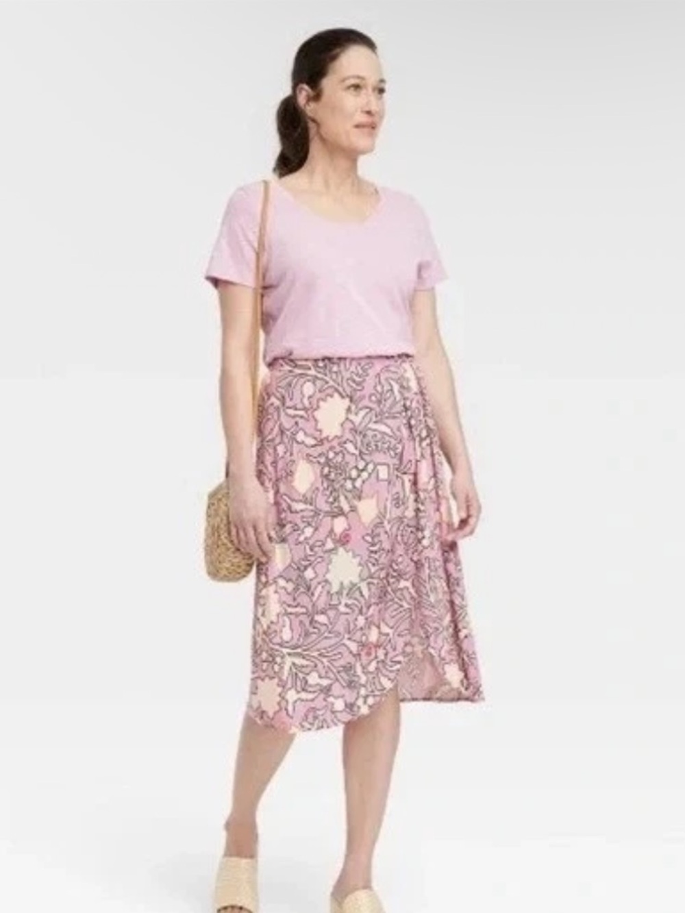 Knox Rose Pink & Cream Floral Skirt